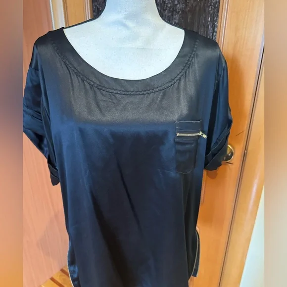 DVF Diane von Furstenberg satin 100% silk blouse shirt Sz 14 - Picture 15 of 16